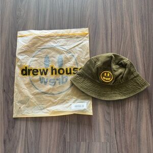 Drew House Corduroy Bucket Hat Olive Green Smiley Face OS Authentic